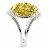 EXTRA LARGE 4.4CT WHITE & FANCY YELLOW DIAMOND 18KT 2 TONE GOLD CLUSTER FUN RING