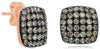 1.04CT CHOCOLATE FANCY DIAMOND 14KT ROSE GOLD CLASSIC PAVE SQUARE STUD EARRINGS