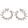 1.43CT DIAMOND 18K WHITE GOLD MULTI LEAF CIRCULAR SIDEWAYS HOOP HANGING EARRINGS