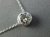 ESTATE .79CT DIAMOND 14KT WHITE GOLD 3D BEZEL SOLITAIRE PENDANT NECKLACE #25605