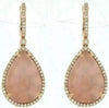 ESTATE LARGE 24.58CT DIAMOND & AAA ROSE QUARTZ 14K ROSE GOLD PEAR SHAPE EARRINGS