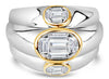 1.0CT DIAMOND 18KT 2 TONE GOLD BAGUETTE INVISIBLE PAST PRESENT FUTURE LOVE RING