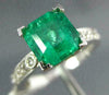 ESTATE 2.35CT DIAMOND & AAA EMERALD 18KT WHITE GOLD 3D OCTAGON ENGAGEMENT RING