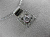 ESTATE WIDE .51CT DIAMOND 14K WHITE GOLD FILIGREE SQUARE SOLITAIRE PENDANT 18693