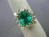 ESTATE LARGE 5.36CT DIAMOND & AAA EMERALD 18K YELLOW GOLD FLOWER ENGAGEMENT RING