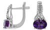 1.55CT DIAMOND & AAA AMETHYST 14K WHITE GOLD INFINITY LEVERBACK HANGING EARRINGS
