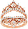 ESTATE LARGE 1CT DIAMOND 14KT ROSE GOLD DOUBLE CROWN FILIGREE HEART INSERT RING