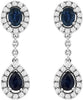 1.16CT DIAMOND & AAA SAPPHIRE 14KT WHITE GOLD OVAL PEAR SHAPE & ROUND EARRINGS