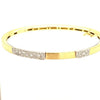 ESTATE .47CT DIAMOND 18KT WHITE & YELLOW GOLD 3D DOUBLE BAR CUFF BANGLE BRACELET