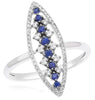 .45CT DIAMOND & AAA SAPPHIRE 14K WHITE GOLD MULTI FLOWER MARQUISE SHAPE FUN RING