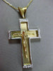 ESTATE LARGE .35CT DIAMOND 14KT TWO TONE GOLD 3 DIMENSION CROSS PENDANT #9875
