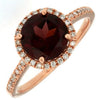 2.26CT DIAMOND & AAA RHODOLITE 14KT ROSE GOLD ROUND CLASSIC HALO ENGAGEMENT RING