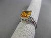 ANTIQUE 3.24CT DIAMOND & AAA CITRINE 14KT WHITE GOLD FILIGREE EMERALD CUT RING