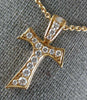 ESTATE SMALL .37CT DIAMOND 18KT ROSE GOLD 3D HANDCRAFTED CROSS PENDANT
