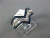 ESTATE .75CT DIAMOND & AAA SAPPHIRE 18KT WHITE GOLD V SHAPE STACKABLE FUN RING