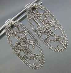 ESTATE .78CT DIAMOND 14KT WHITE GOLD OVAL OPEN FILIGREE CLIP ON HANGING EARRINGS