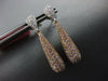 1.29CT WHITE & PINK DIAMOND 18KT WHITE & ROSE GOLD 3D TEAR DROP HANGING EARRINGS