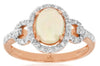 1.08CT DIAMOND & AAA OPAL 14KT ROSE GOLD ROUND & OVAL CLASSIC LOVE KNOT FUN RING