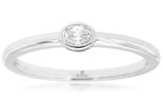 .10CT DIAMOND 14KT WHITE GOLD CLASSIC OVAL SOLITAIRE BEZEL FRIENDSHIP LOVE RING