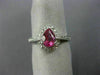 1.07CT DIAMOND & AAA PEAR SHAPE PINK TOURMALINE 14KT WHITE GOLD ENGAGEMENT RING
