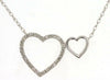 ESTATE .15CT DIAMOND 14KT WHITE GOLD 3D DOUBLE OPEN HEART LOVE NECKLACE