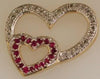 ESTATE .53CT DIAMOND & AAA RUBY 14KT YELLOW GOLD DOUBLE HEART FLOATING PENDANT