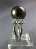 LARGE .75CT DIAMOND & AAA TAHITIAN PEARL PLATINUM ROUND & PEAR SHAPE LOVE RING