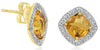 3.51CT DIAMOND & AAA CITRINE 14KT YELLOW GOLD 3D CUSHION & ROUND SQUARE EARRINGS