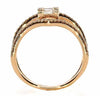 .70CT DIAMOND 18KT YELLOW GOLD 3D ROUND & BAGUETTE DOUBLE V BUTTERFLY LOVE RING