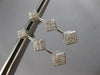 LARGE 1CT DIAMOND 14KT WHITE GOLD 3D PRINCESS INVISIBLE JOURNEY HANGING EARRINGS