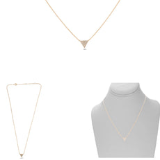 .12CT DIAMOND 14KT ROSE GOLD ROUND PAVE TRIANGULAR ADJUSTABLE FUN LOVE NECKLACE