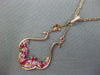 1.90CT DIAMOND & AAA PINK SAPPHIRE & RUBY 14K ROSE GOLD FLOWER TEAR DROP PENDANT