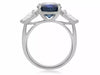 ESTATE 2.14CT DIAMOND & AAA SAPPHIRE 18KT WHITE GOLD 3D 3 STONE ENGAGEMENT RING