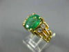 ESTATE 1.77CT DIAMOND & AAA EMERALD 14K YELLOW GOLD OVAL & ROUND ENGAGEMENT RING