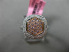 ESTATE WIDE .83CT DIAMOND 18K WHITE & ROSE GOLD 3D HEXAGON CLUSTER FILIGREE RING