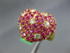 ESTATE LARGE 8.0CT DIAMOND & AAA PINK SAPPHIRE 18KT YELLOW GOLD PUFF HEART RING