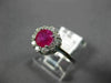 ESTATE 1.10CT DIAMOND & AAA RUBY 14KT WHITE GOLD FLOWER CLASSIC ENGAGEMENT RING