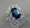 ANTIQUE LARGE 3.57CT DIAMOND & AAA SAPPHIRE 18KT WHITE GOLD OVAL CLUSTER RING
