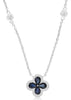 .80CT DIAMOND & AAA SAPPHIRE 14KT WHITE GOLD 3D ROUND & PEAR SHAPE LOVE NECKLACE