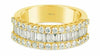 ESTATE 1.32CT DIAMOND 18KT YELLOW GOLD ROUND & BAGUETTE 3 ROW ANNIVERSARY RING