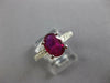 1.91CT DIAMOND & AAA RUBY 18K WHITE GOLD 3D CLASSIC OVAL & ROUND ENGAGEMENT RING