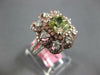 LARGE GIA 3.42CT WHITE PINK & GREEN DIAMOND 18KT 2 TONE GOLD 3D ENGAGEMENT RING