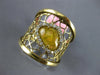 ESTATE LARGE 1.77 DIAMOND & AAA YELLOW SAPPHIRE 14KT YELLOW GOLD 3D WEB FUN RING