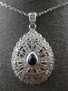 ESTATE LARGE 1.32CT DIAMOND & AAA SAPPHIRE 14KT WHITE GOLD 3D TEAR DROP PENDANT