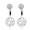 LARGE 6.77CT DIAMOND & AAA ONYX 18K WHITE GOLD CIRCULAR CHANDELIER FUN EARRINGS