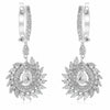 LARGE 1.80CT DIAMOND 18KT WHITE GOLD ROUND & PEAR SHAPE FLOWER HANGING EARRINGS