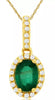 .82CT DIAMOND & AAA EMERALD 14KT YELLOW GOLD 3D OVAL & ROUND FLOWER HALO PENDANT
