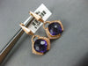 4.18CT DIAMOND & AAA AMETHYST 14KT ROSE GOLD CUSHION SEMI BEZEL HANGING EARRINGS