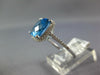 LARGE 4.20CT DIAMOND & AAA BLUE TOPAZ 14KT WHITE GOLD CUSHION FILIGREE FUN RING
