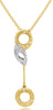.06CT DIAMOND 14K 2 TONE GOLD 3D DOUBLE CIRCULAR ETOILE LEAF FLOATING PENDANT